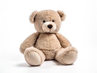 Plush Teddy Bear Soft Toy Isolated on White Background AI Generated