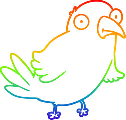rainbow gradient line drawing cartoon bird