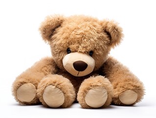 Obraz premium Plush Teddy Bear Soft Toy Isolated on White Background AI Generated