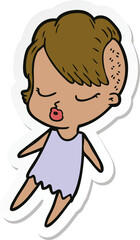 sticker of a cartoon pretty hipster girl