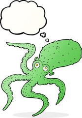 cartoon octopus with thought bubble