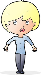 cartoon woman shrugging shoulders