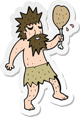 sticker of a cartoon cave man