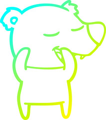 cold gradient line drawing cartoon polar bear