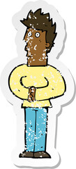 retro distressed sticker of a cartoon nervous man