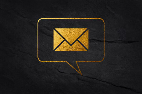 Gold E-mail icon with notification, 3d of new e-mail message notice gold icon. Concept of subscription to newsletter. 3d rendering.