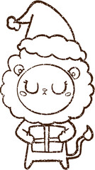 Christmas Lion Charcoal Drawing