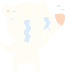 flat color style cartoon crying polar bear