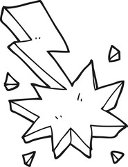 black and white cartoon lighting strike symbol