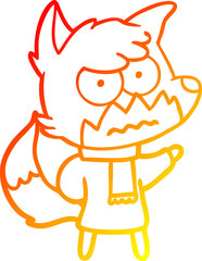 Obraz premium warm gradient line drawing cartoon annoyed fox
