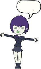 cartoon vampire girl with speech bubble