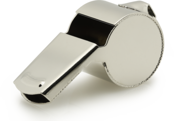 single metallic whistle closeup isoplated