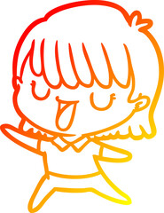 warm gradient line drawing cartoon woman