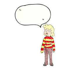 speech bubble textured cartoon teenager