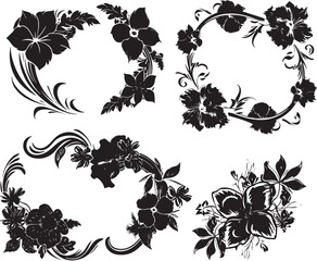 Set Flower frames. Hand drawn vector illustration