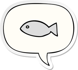 cartoon fish symbol and speech bubble sticker