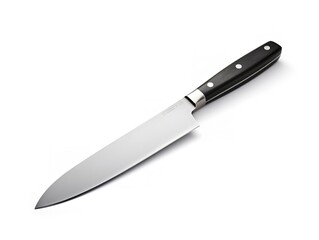 Obraz premium Stainless Steel Knife Precision Cutting Isolated on White Background AI Generated