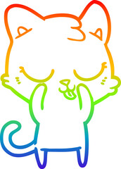 rainbow gradient line drawing cartoon cat