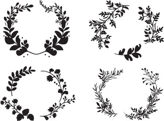 Set plant frames. Hand drawn vector illustration