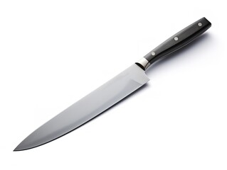 Fototapeta premium Stainless Steel Knife Precision Cutting Isolated on White Background AI Generated