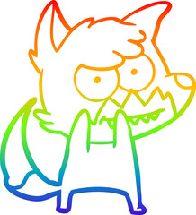 rainbow gradient line drawing cartoon grinning fox