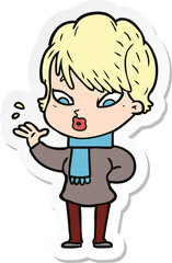 sticker of a cartoon woman