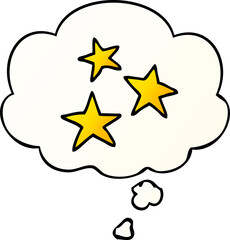 cartoon star symbols and thought bubble in smooth gradient style