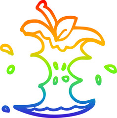 rainbow gradient line drawing cartoon juicy bitten apple