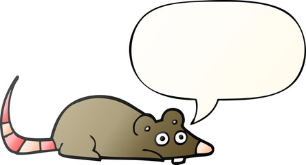 cartoon mouse and speech bubble in smooth gradient style