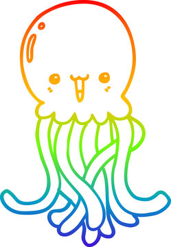 recommend clip art: rainbow gradient line drawing cartoon jellyfish