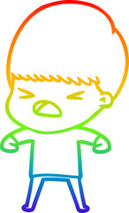 rainbow gradient line drawing cartoon stressed man