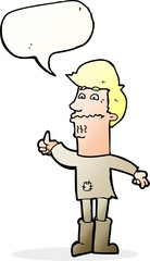 Fototapeta premium cartoon nervous man with speech bubble