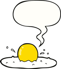 cartoon fried egg and speech bubble
