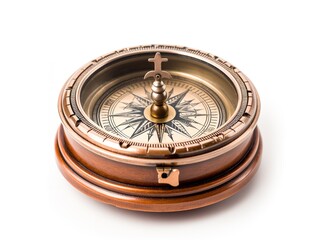 Vintage Compass Navigational Elegance Isolated on White Background AI Generated