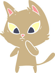 confused flat color style cartoon cat