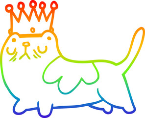 rainbow gradient line drawing cartoon arrogant cat