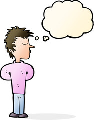cartoon man ignoring with thought bubble