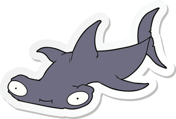 sticker of a cartoon hammerhead shark