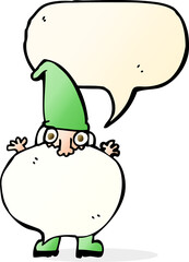 cartoon tiny santa with speech bubble