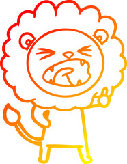 warm gradient line drawing cartoon lion