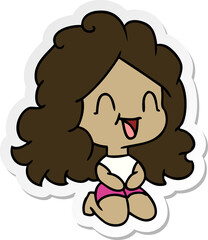sticker cartoon cute kawaii happy girl