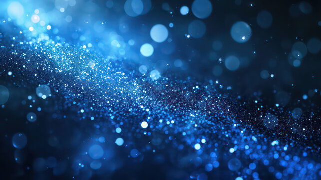 blue luxury glitter and bokeh particles, blue bokeh background, holiday festival background