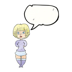 speech bubble textured cartoon happy woman