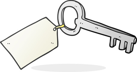 cartoon key with tag