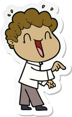 sticker of a cartoon happy man