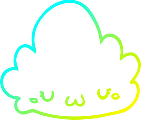 cold gradient line drawing cute cartoon cloud