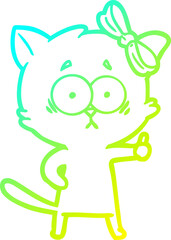 cold gradient line drawing cartoon cat