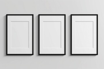 Realistic picture frame mockup black border set. Isolated Black pictures frames mock-up. Home decoration, photography presentation, blank frame mockups