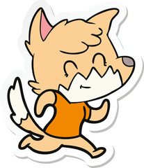 sticker of a cartoon happy fox