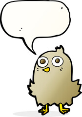 funny cartoon bird with speech bubble